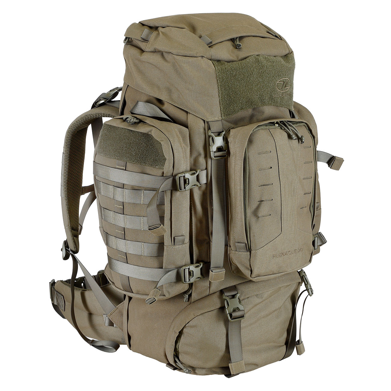 Highlander Rucksack Pinnacle 70 Liter Molle mit abnehmbaren Seitentaschen Ranger Green