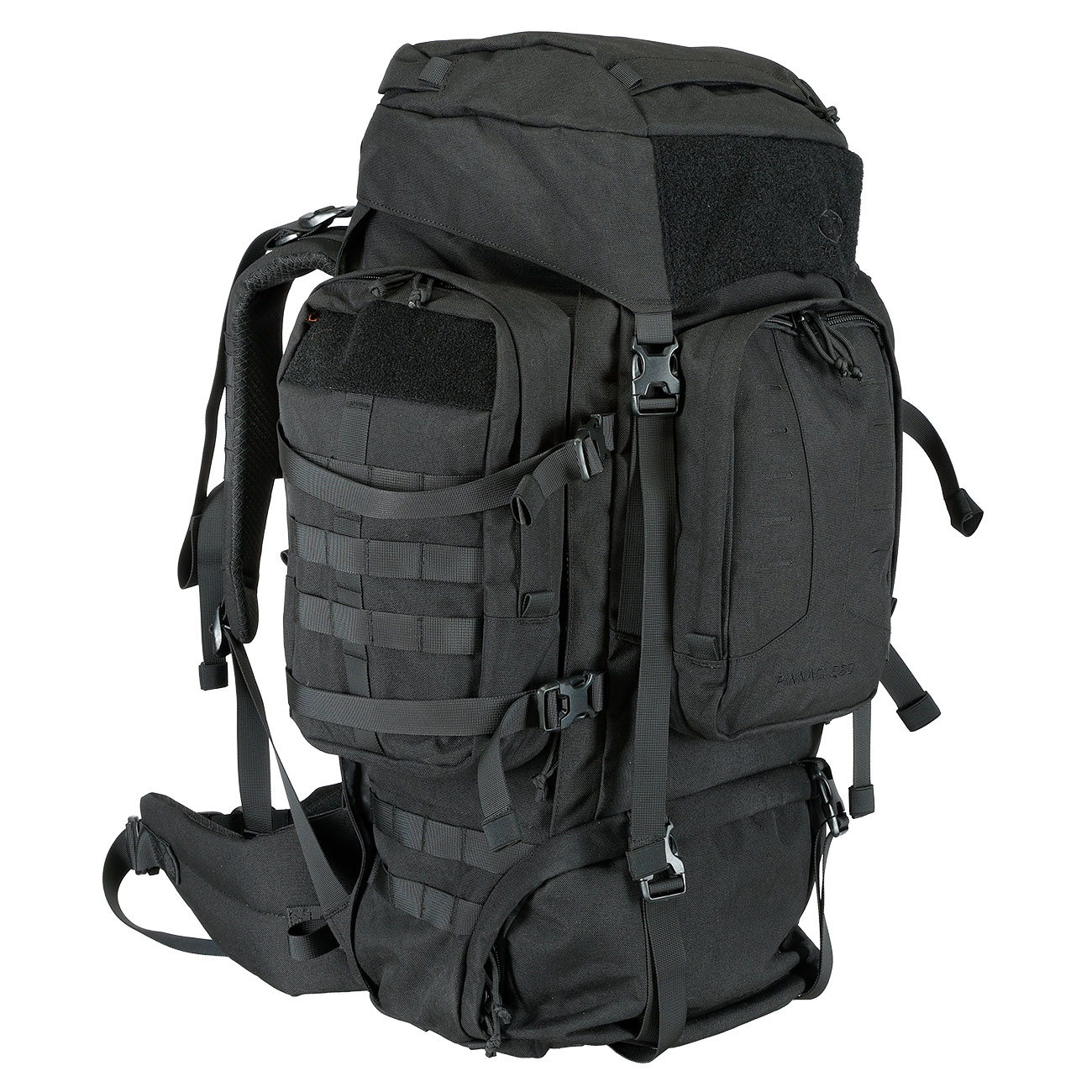 Highlander Rucksack Pinnacle 90 Liter Molle mit abnehmbaren Seitentaschen schwarz