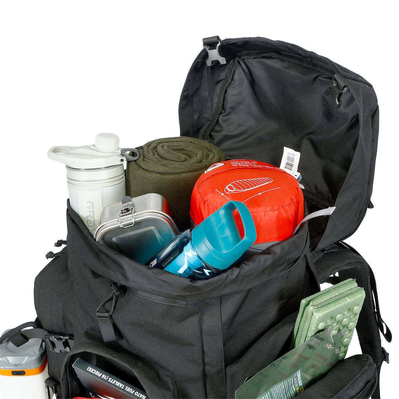 Highlander Rucksack Pinnacle 90 Liter Molle mit abnehmbaren Seitentaschen schwarz Bild 10