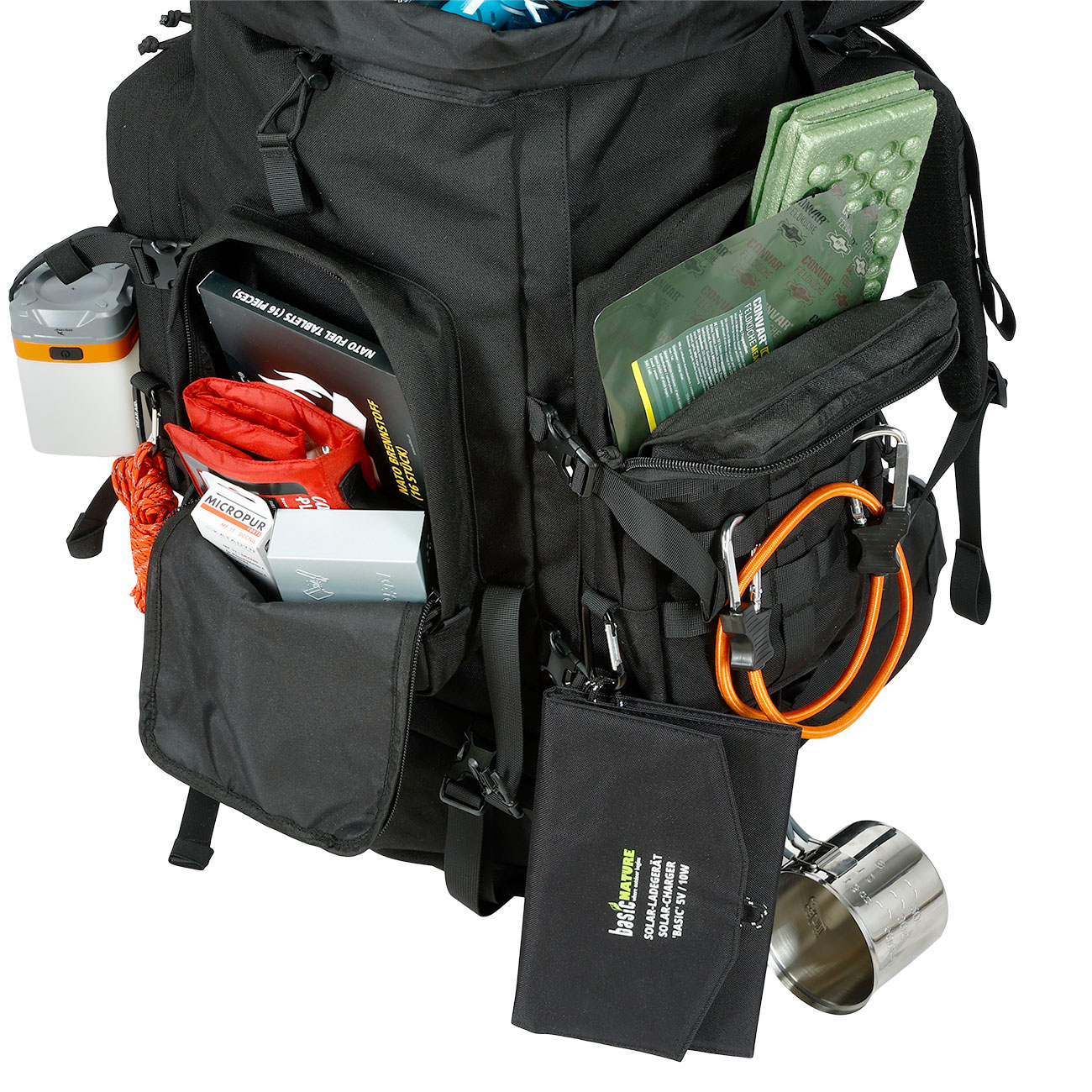 Highlander Rucksack Pinnacle 90 Liter Molle mit abnehmbaren Seitentaschen schwarz Bild 11