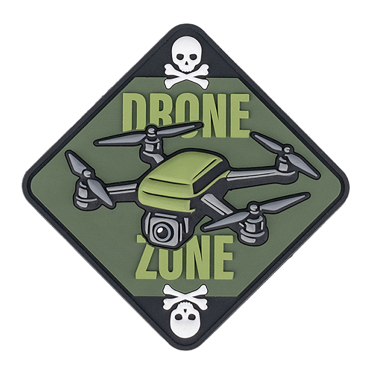 101INC 3D PVC Rubberpatch DRONE ZONE mit Sch�del und Knochen