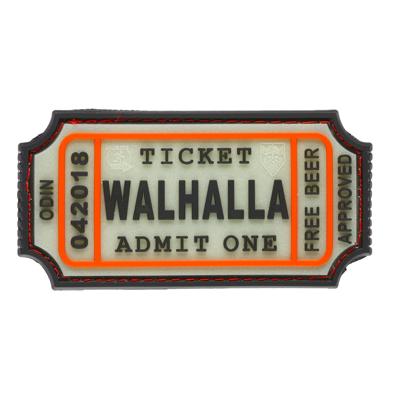 JTG 3D Rubber Patch mit Klettflche Walhalla Ticket nachleuchtend