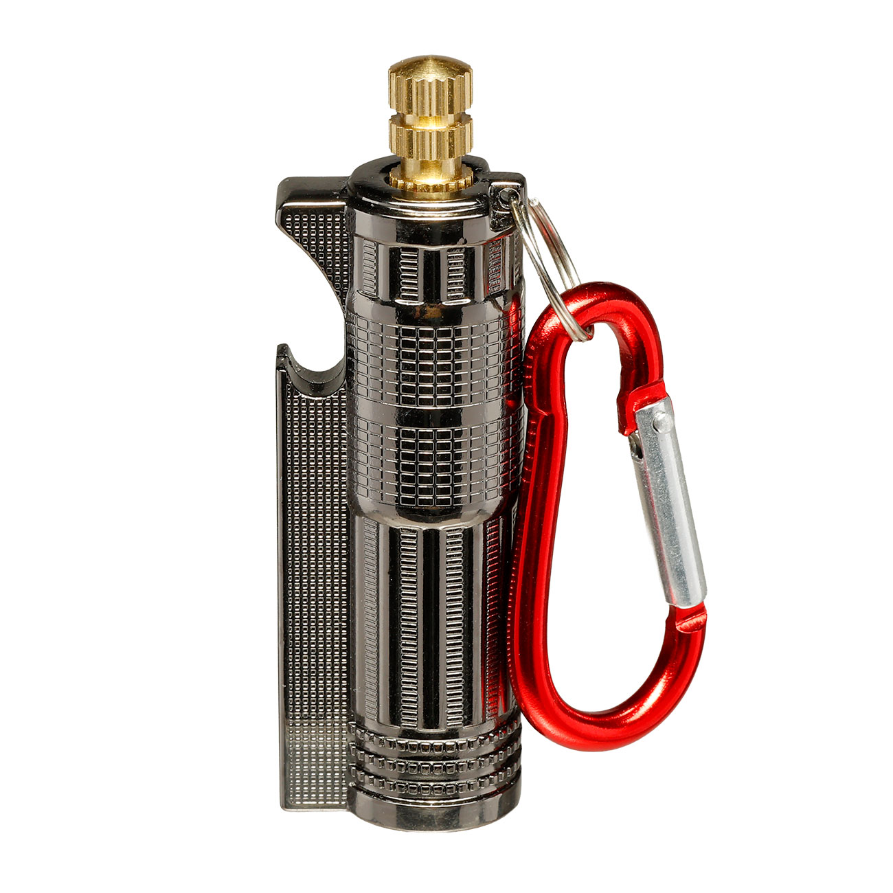 Imco Benzinfeuerzeug Match Oil mit Karabiner und Flaschen�ffner gun metal