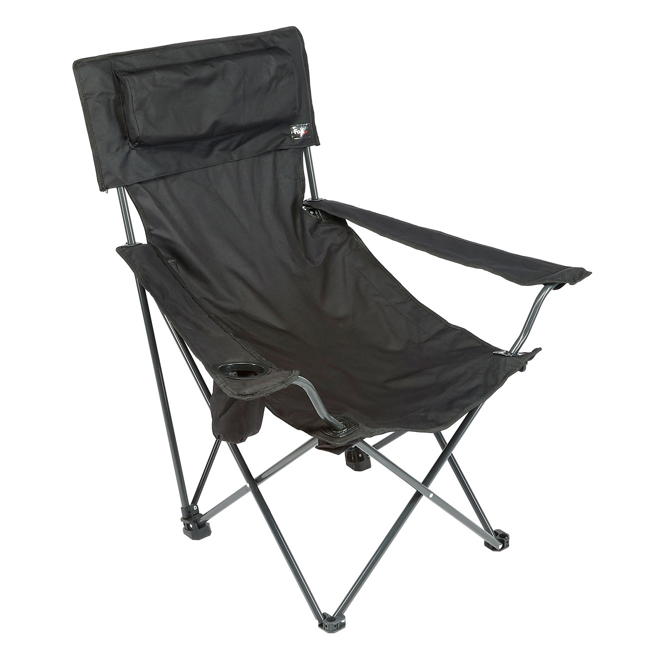 Fox Outdoor Klappstuhl Deluxe mit R�cken- und Armlehne inkl. Getr�nkehalter schwarz
