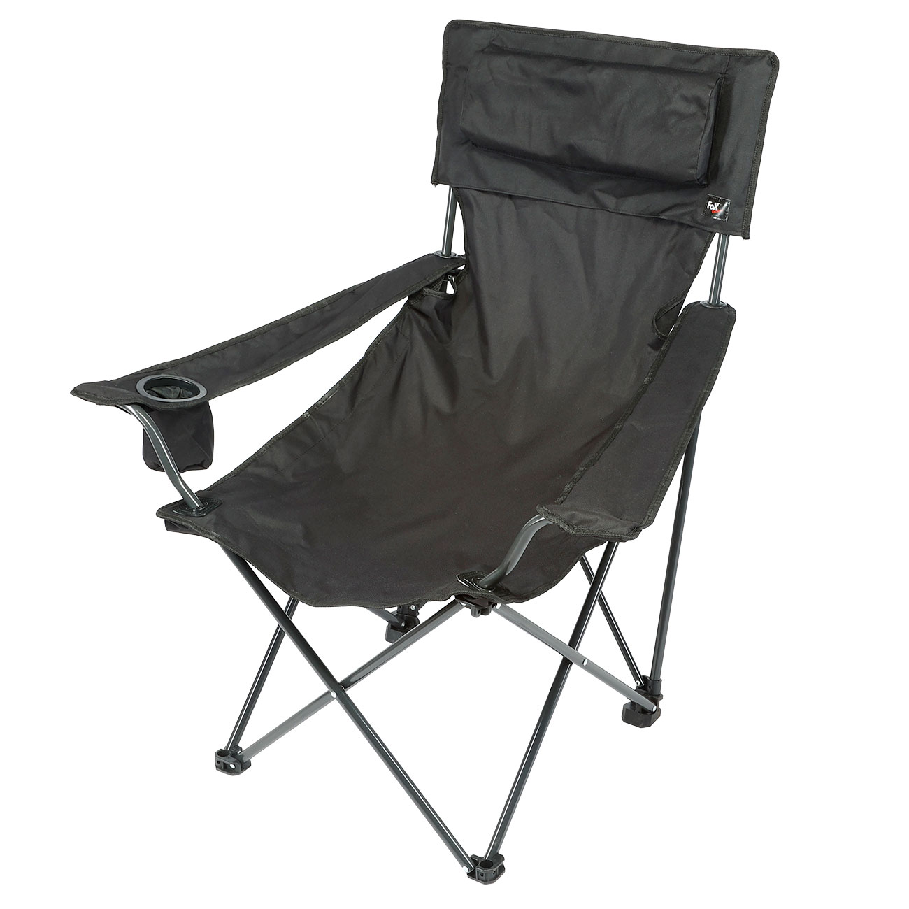 Fox Outdoor Klappstuhl Deluxe mit R�cken- und Armlehne inkl. Getr�nkehalter schwarz Bild 1