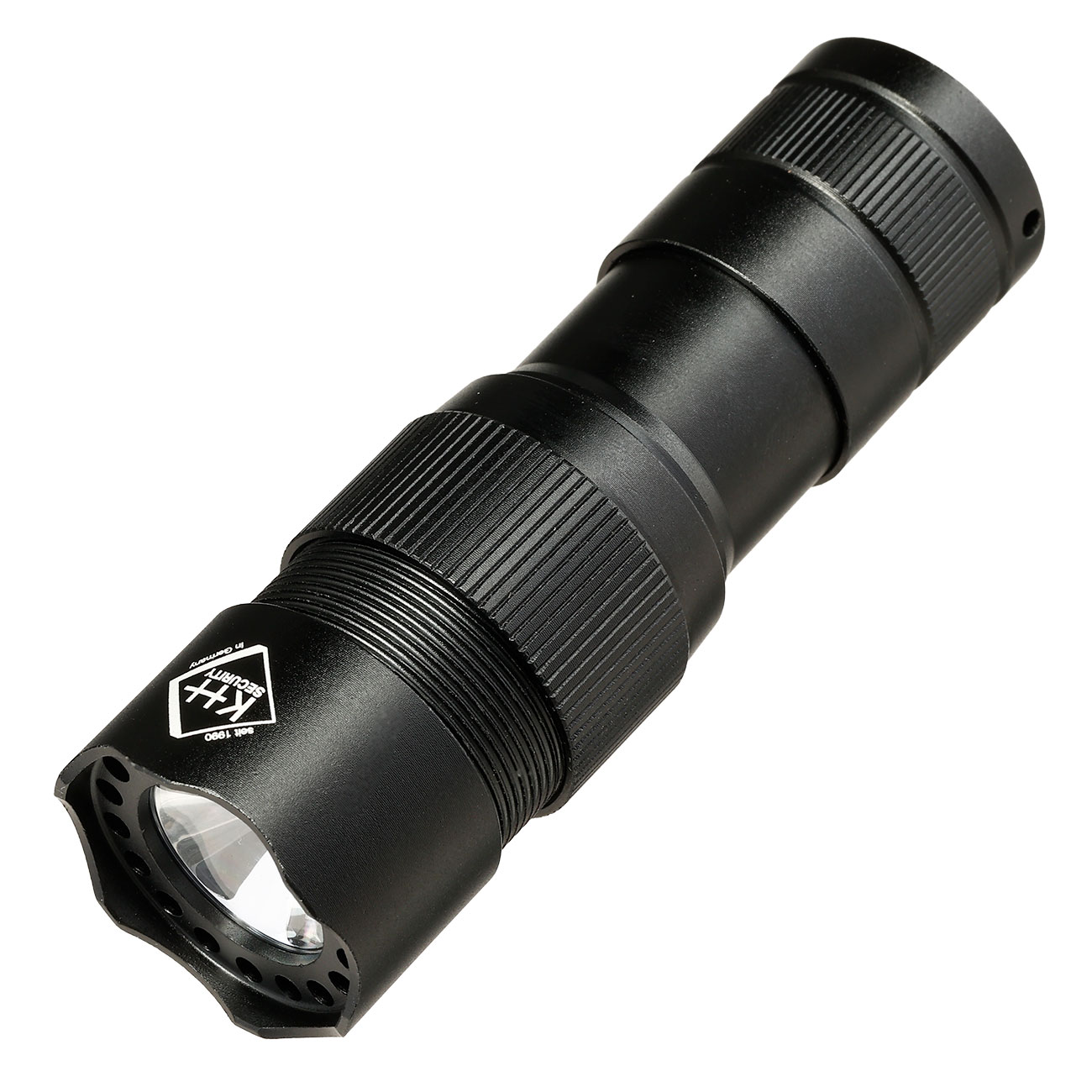 KH-Security Taschenlampe 2in1 Pro Alarm mit Personenalarm wiederaufladbar 3 Leuchtmodi 300 lm schwarz