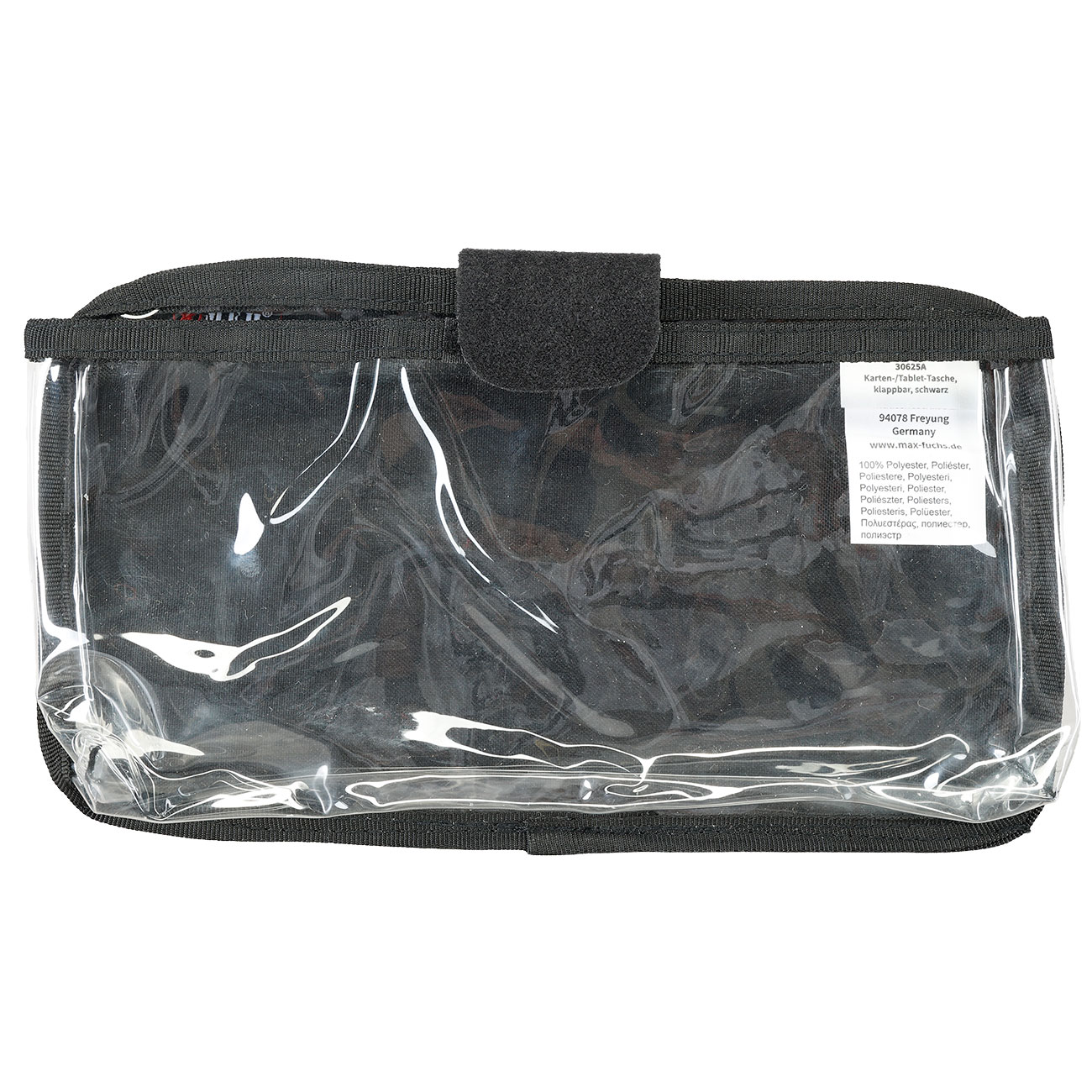 MFH Karten-/Tablet-Tasche klappbar mit Klettr�ckseite transparent schwarz