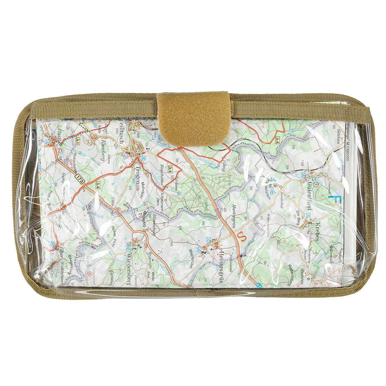 MFH Karten-/Tablet-Tasche klappbar mit Klettr�ckseite transparent coyote tan Bild 1