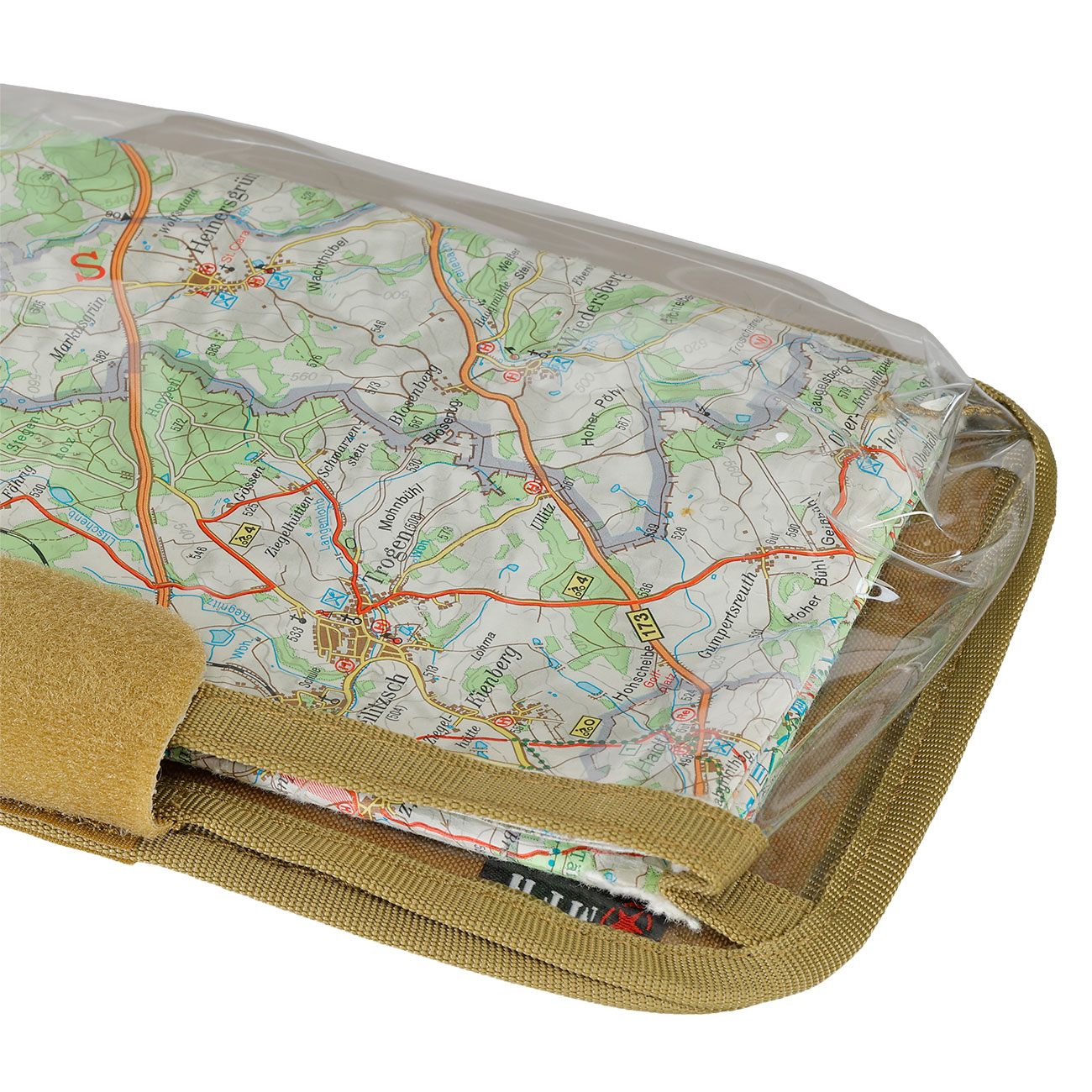 MFH Karten-/Tablet-Tasche klappbar mit Klettr�ckseite transparent coyote tan Bild 4
