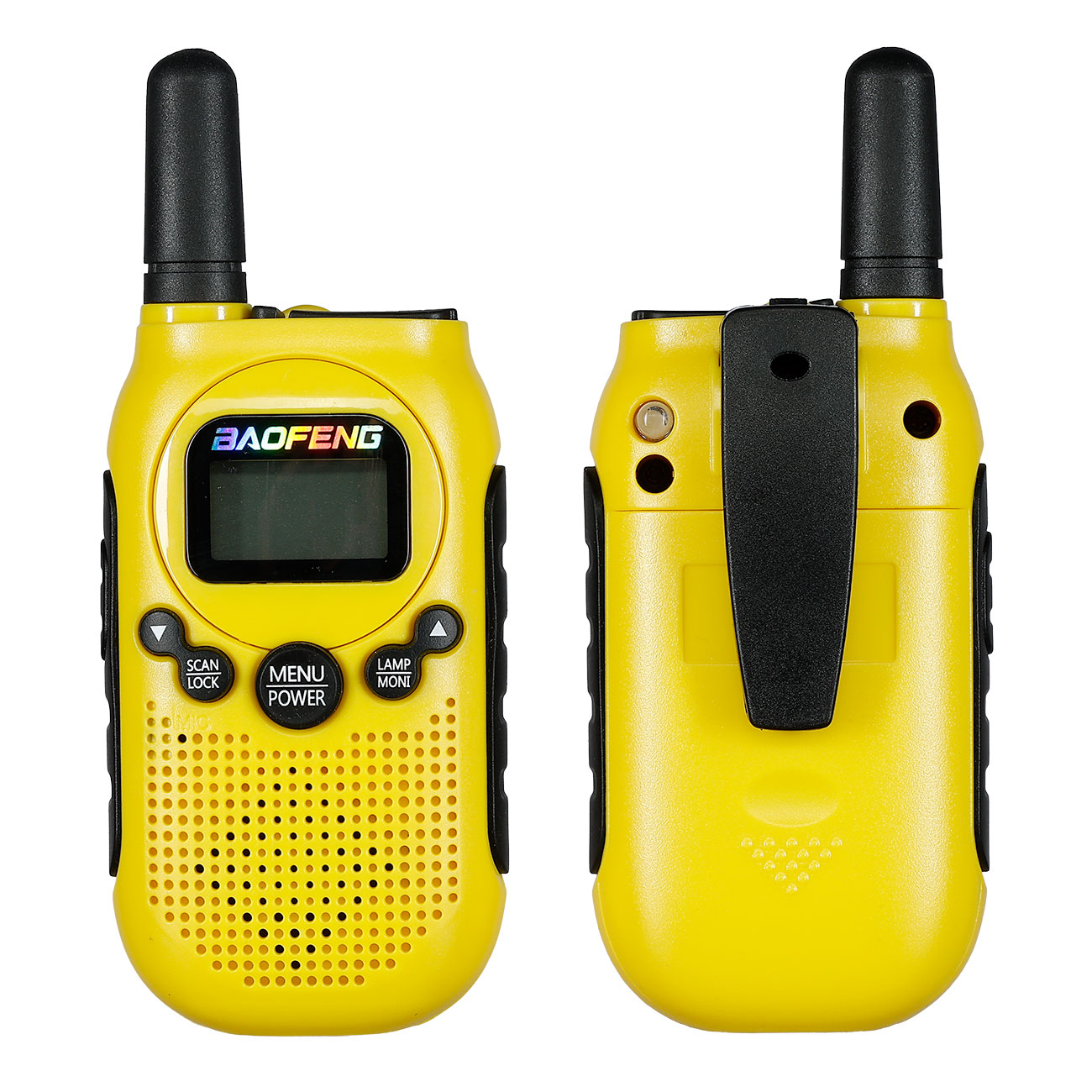 Baofeng Walkie-Talkie-Set BF-T6 bis zu 2 km Reichweite aufladbar mit integrierter Taschenlampe gelb Bild 1