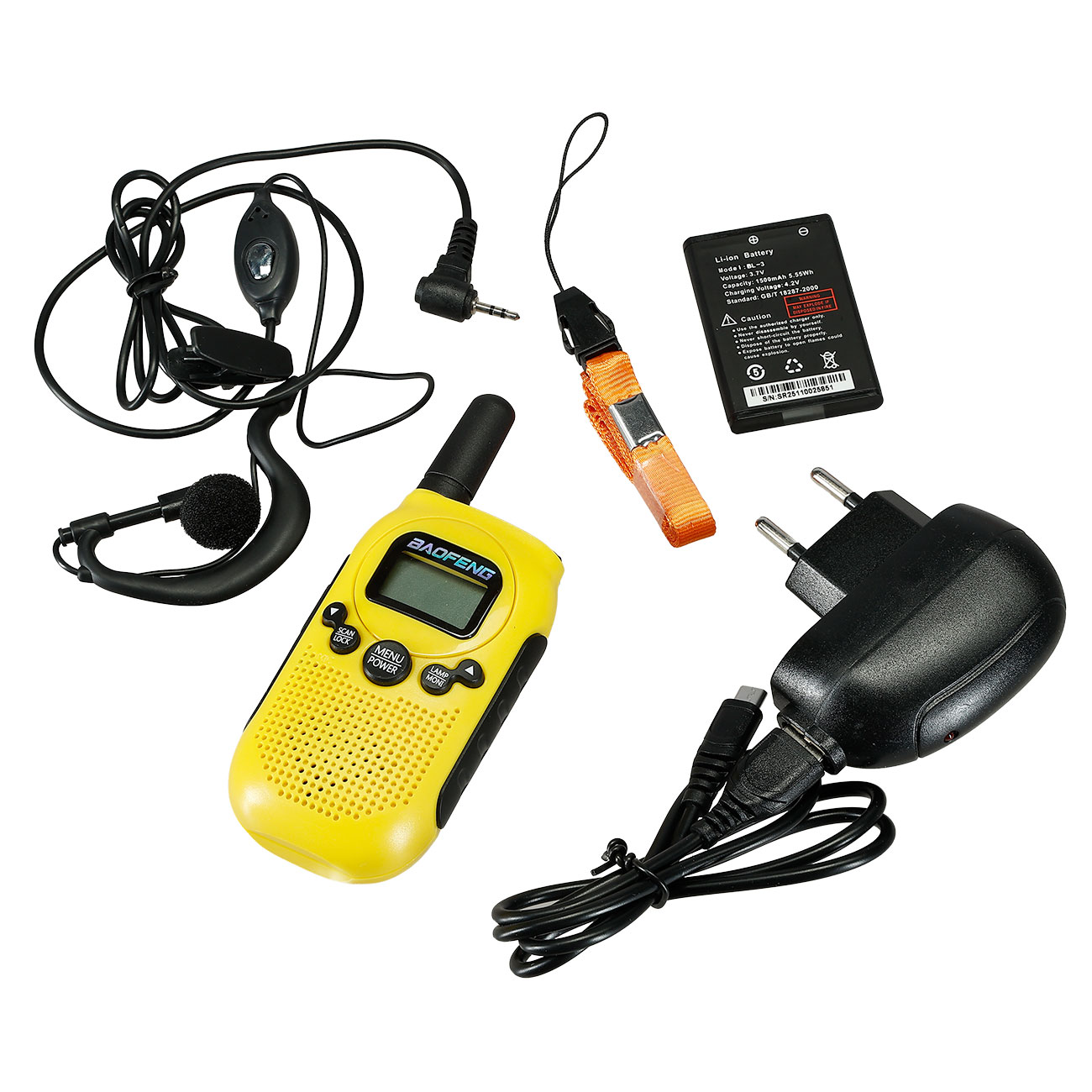 Baofeng Walkie-Talkie-Set BF-T6 bis zu 2 km Reichweite aufladbar mit integrierter Taschenlampe gelb Bild 4