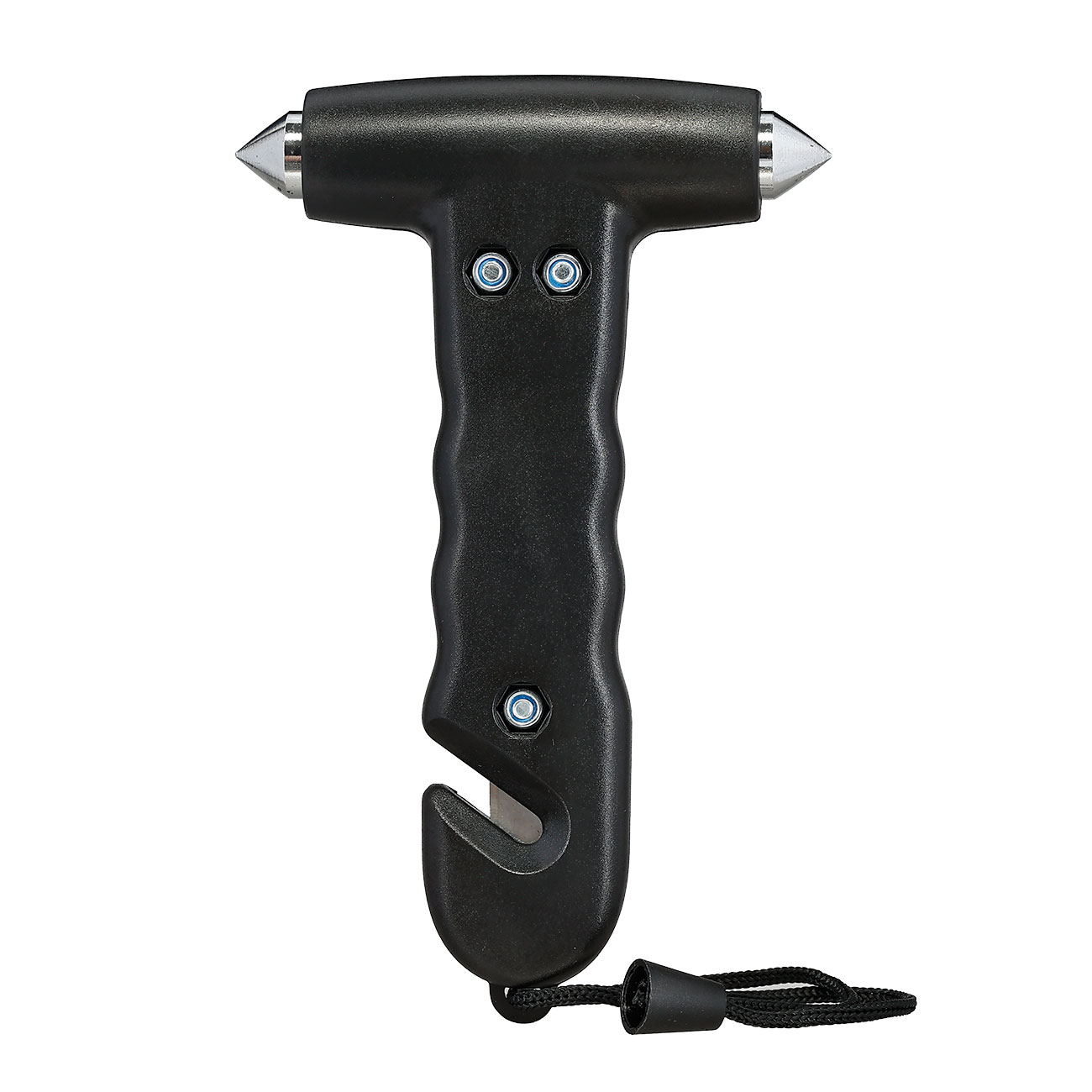 Benson Automotive 2-in-1 Notfallhammer mit Gurtschneider und beidseitiger Metallspitze schwarz