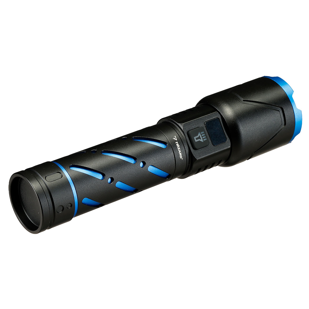 Trizand taktische LED-Taschenlampe 800 Lumen 3 Leuchtmodi inkl. Strobe aufladbar inkl. Handschlaufe und USB-C-Kabel schwarz-blau Bild 4
