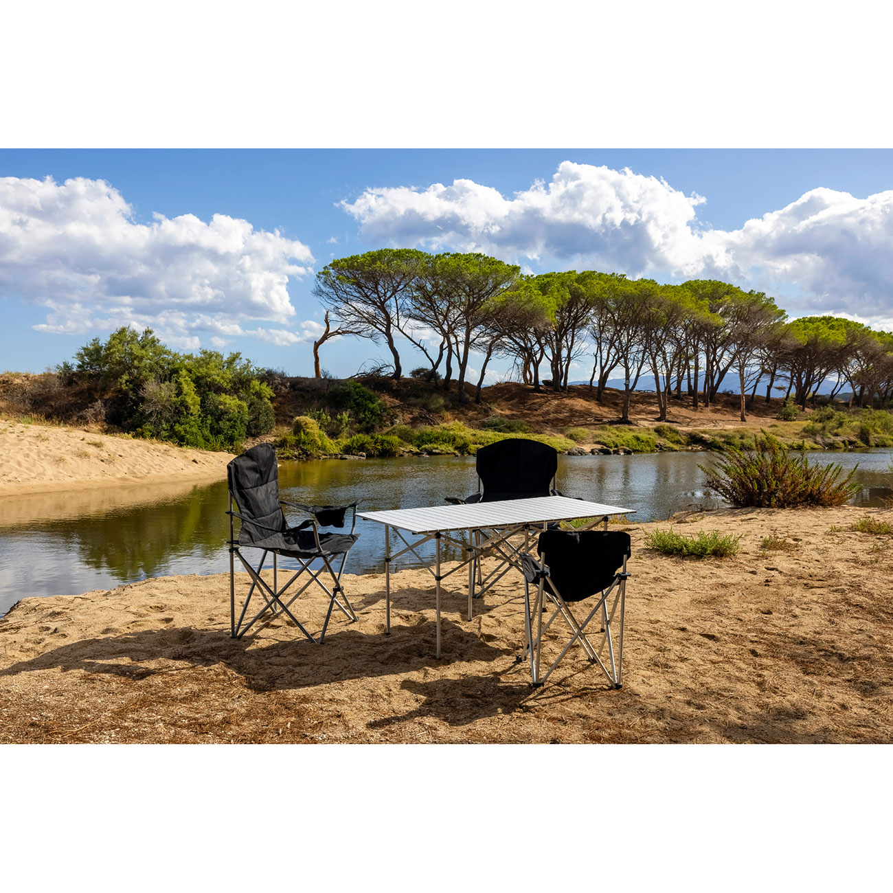 Basic Nature Campingstuhl Travelchair Holiday faltbar mit Getr�nkehalter und K�hltasche schwarz Bild 9