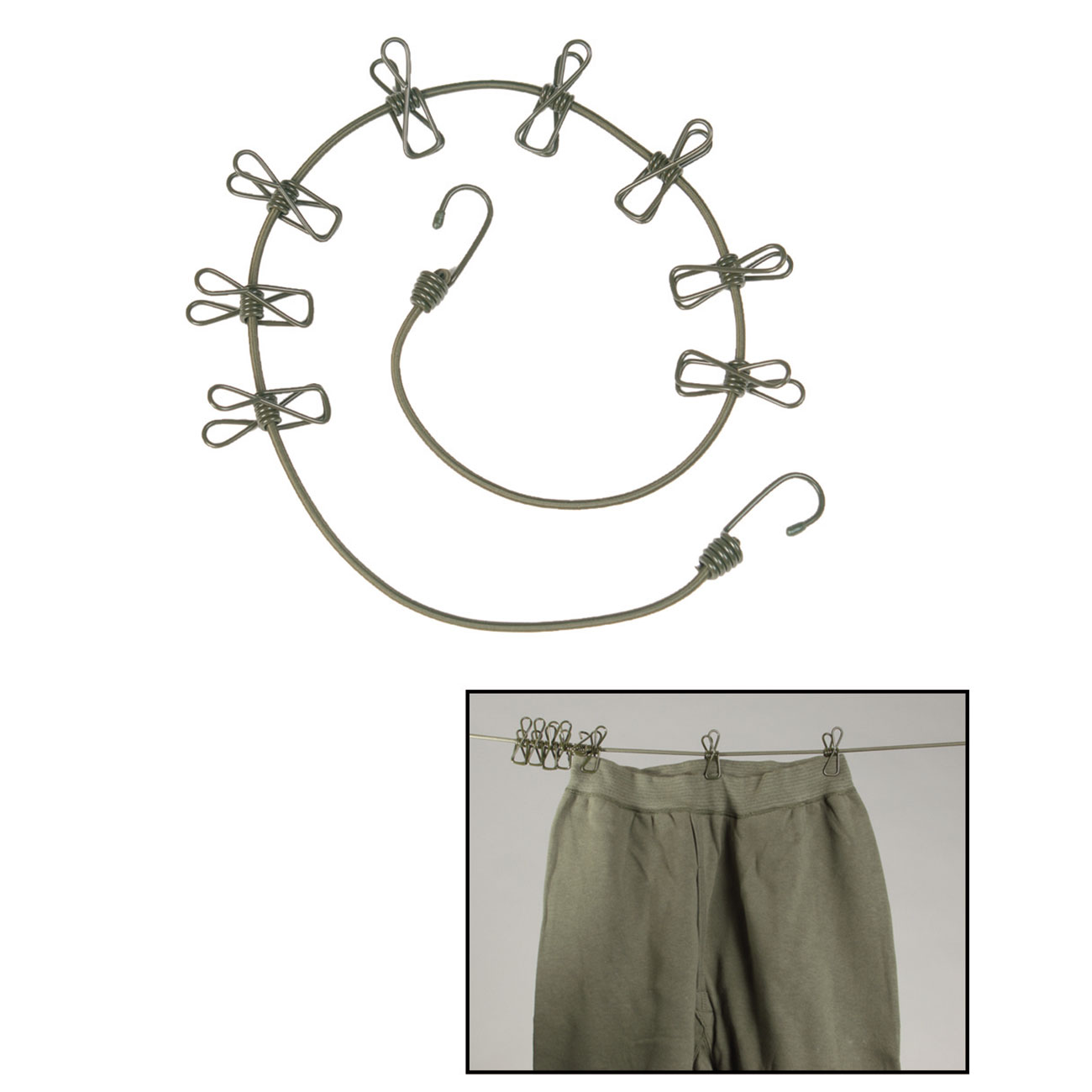 Mil-Tec elastische W�scheleine mit 8 Klammern oliv