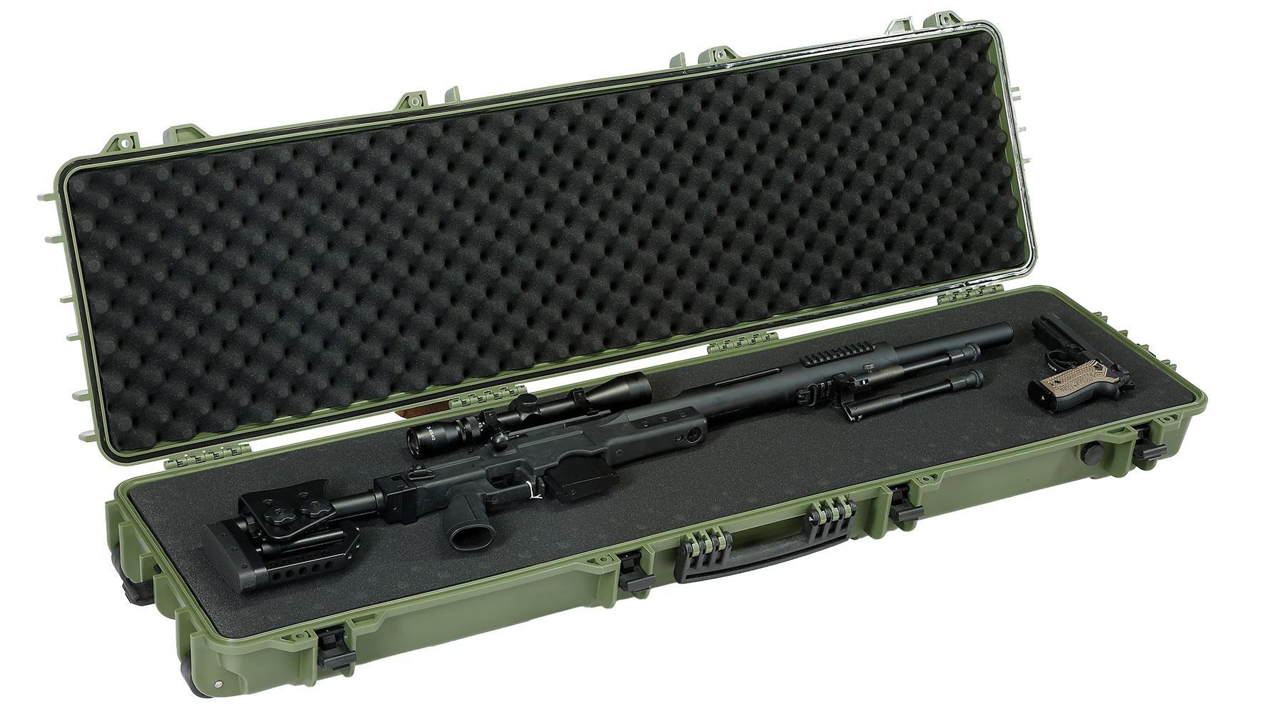 Nuprol X-Large Hard Case Waffenkoffer / Trolley 139 x 39,5 x 16 cm PnP-Schaumstoff oliv - Velcro Edition Bild 4