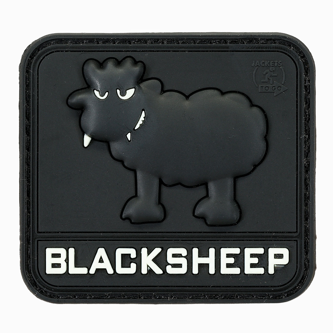JTG 3D Rubber Patch mit Klettfl�che Black Sheep mit Leuchteffekt schwarz