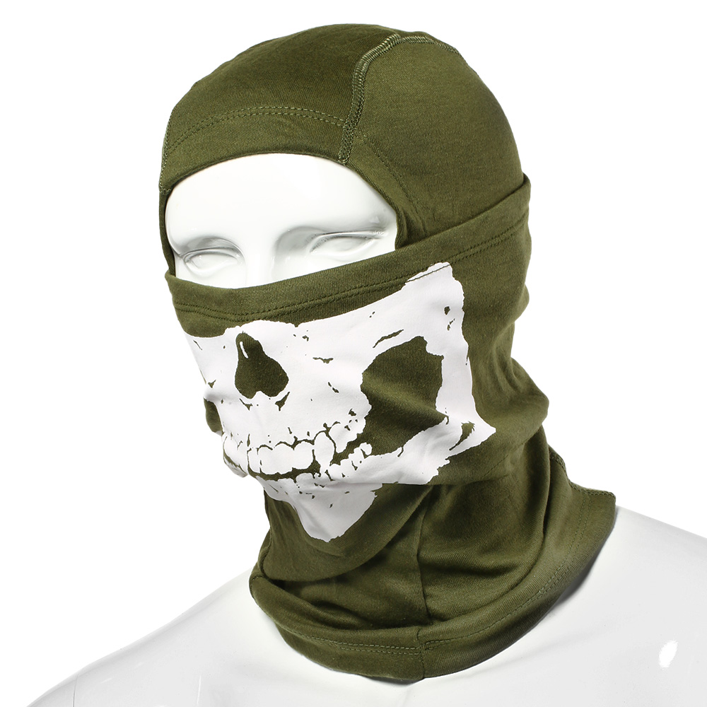 101 INC. Sturmmaske Totenkopf-Motiv oliv