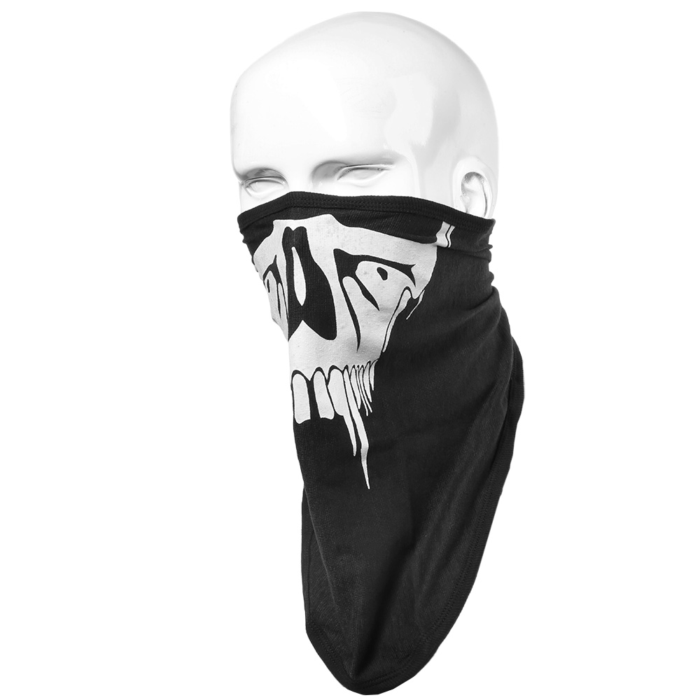 Gesichtstuch mit Klettverschluss Halloween Totenkopf schwarz aus elastischer Baumwolle