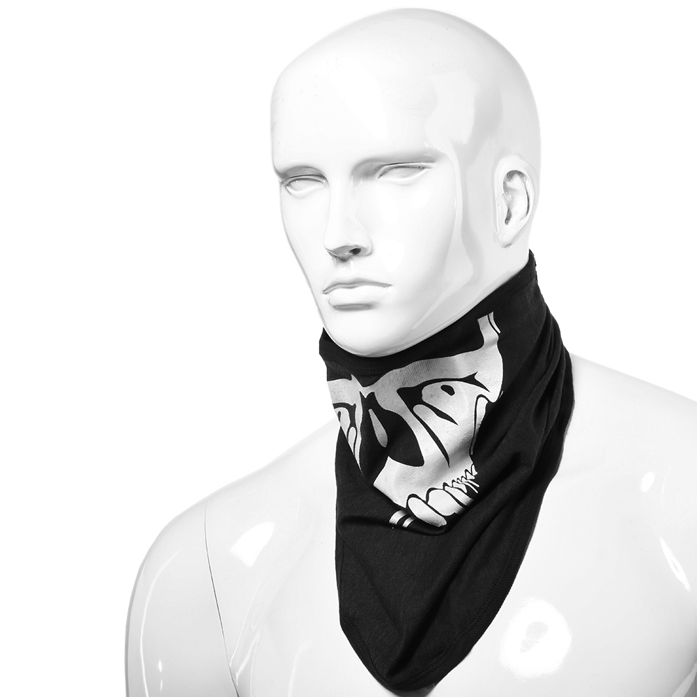 Gesichtstuch mit Klettverschluss Halloween Totenkopf schwarz aus elastischer Baumwolle Bild 1