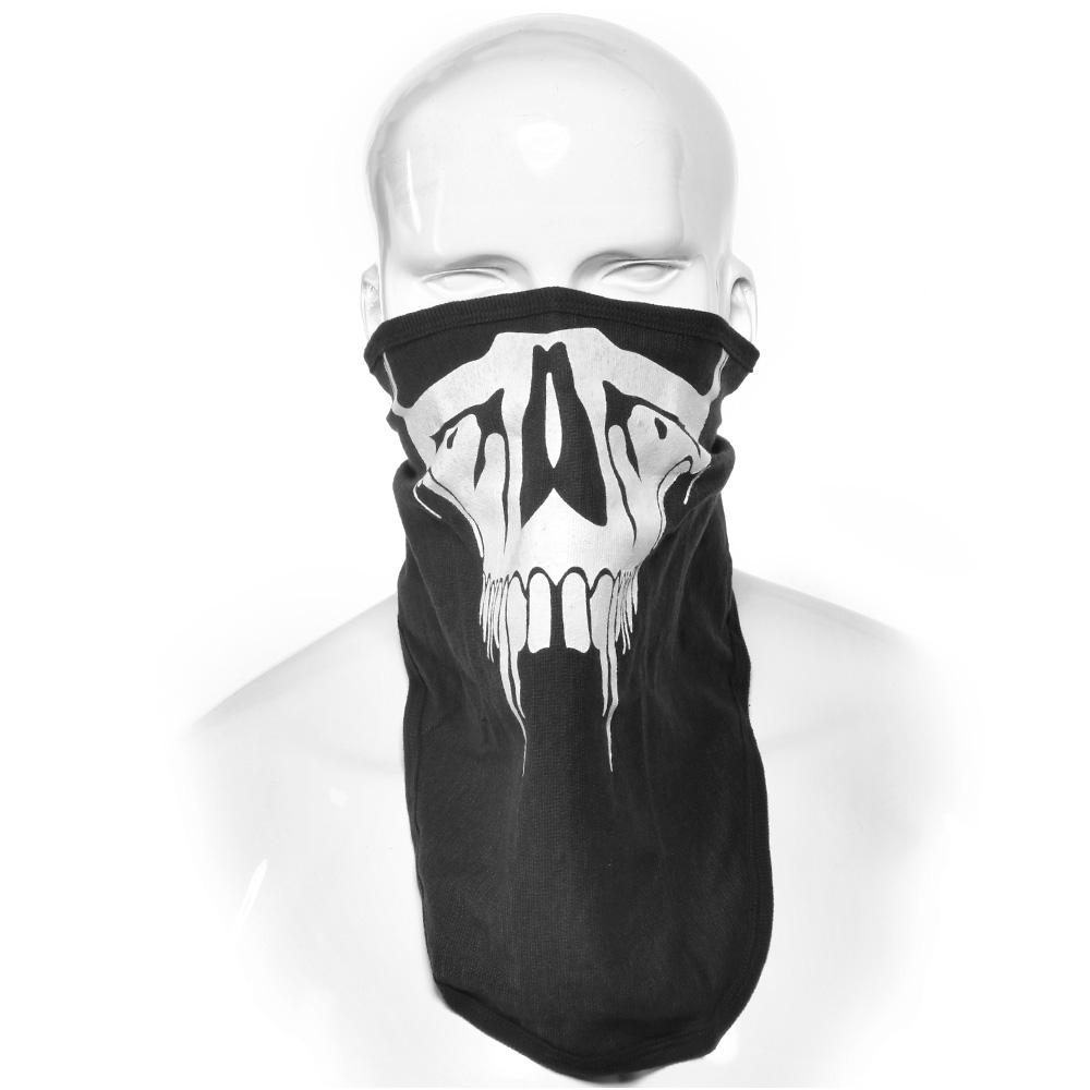 Gesichtstuch mit Klettverschluss Halloween Totenkopf schwarz aus elastischer Baumwolle Bild 1
