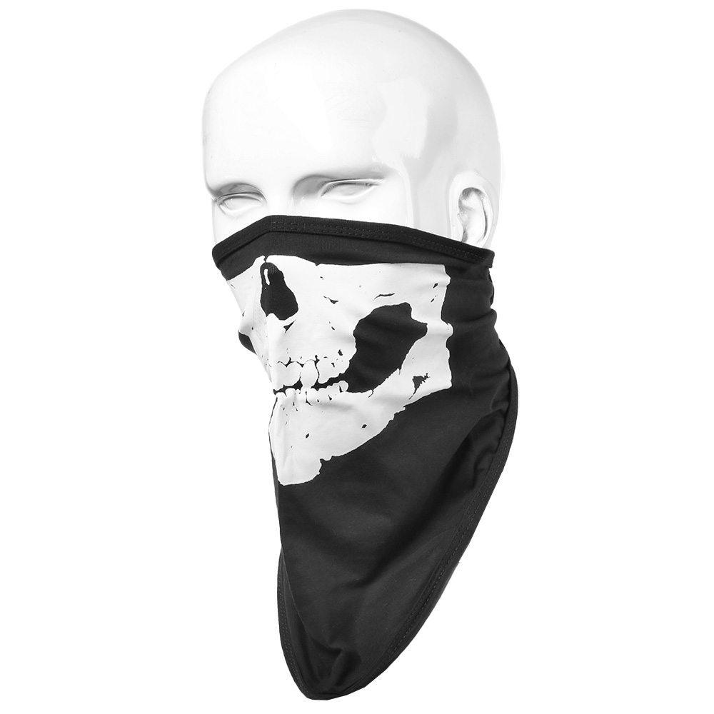 Gesichtstuch mit Klettverschluss Totenkopf schwarz aus elastischer Baumwolle