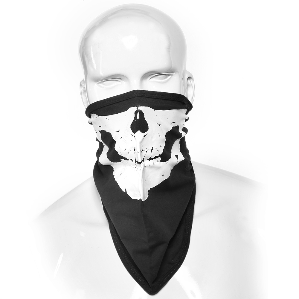 Gesichtstuch mit Klettverschluss Totenkopf schwarz aus elastischer Baumwolle Bild 1