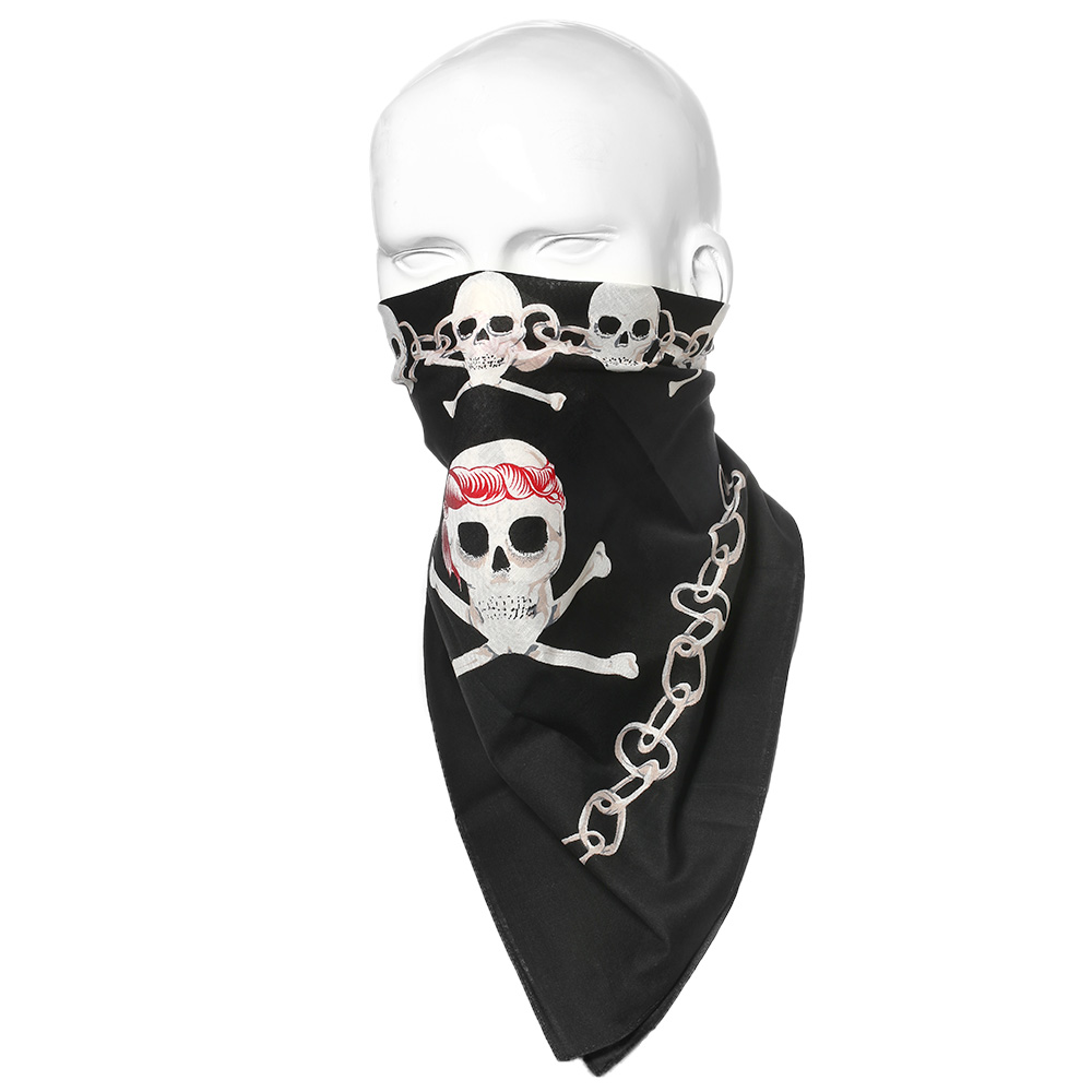 ☠️ Totenkopf Kopftuch Halstuch Gothic Kopfbedeckung Haarband Halloween Schwarz