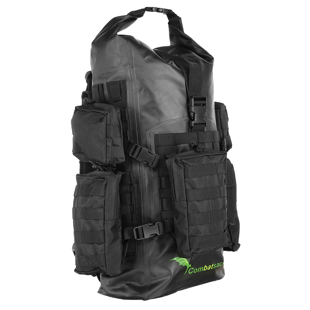 Schwimmfhiger Rucksack ComBatSack 40 Liter MOLLE schwarz mit 6 Auentaschen