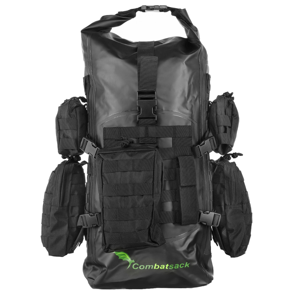 Schwimmfhiger Rucksack ComBatSack 40 Liter MOLLE schwarz mit 6 Auentaschen Bild 1