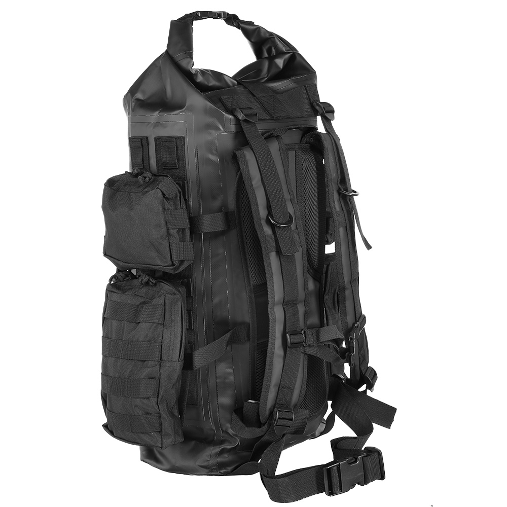 Schwimmfhiger Rucksack ComBatSack 40 Liter MOLLE schwarz mit 6 Auentaschen Bild 5