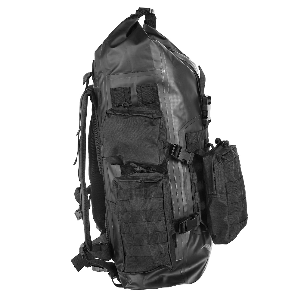 Schwimmfhiger Rucksack ComBatSack 40 Liter MOLLE schwarz mit 6 Auentaschen Bild 7