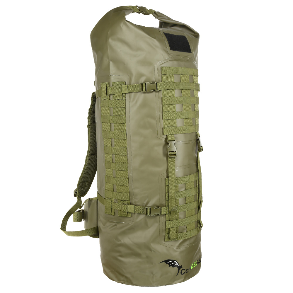 Schwimmfhiger Rucksack ComBatSack 100L olivgrn Molle mit 3 Organisationsbeuteln