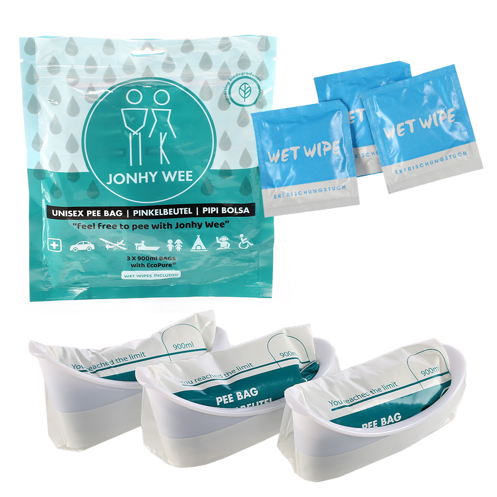 Jonhy Wee Reisetoilette Unisex Pinkelbeutel  3er Pck. 900 ml