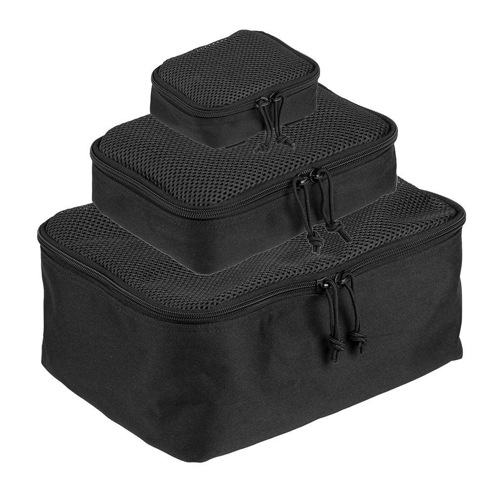 Mil-Tec Netztaschen Set Netz Pouch schwarz 3-teilig