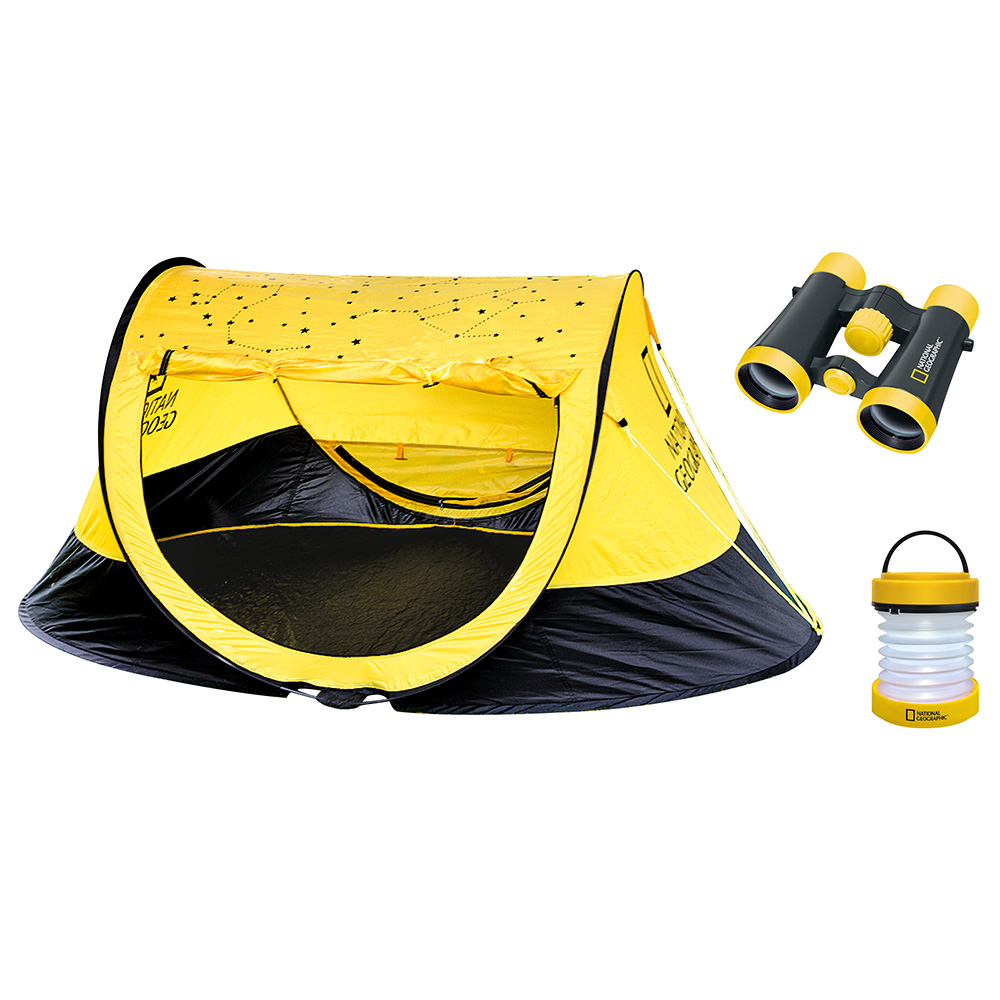 National Geographics Outdoor Kids Camping Set inkl. Zelt, 4x30 Fernglas, Laterne