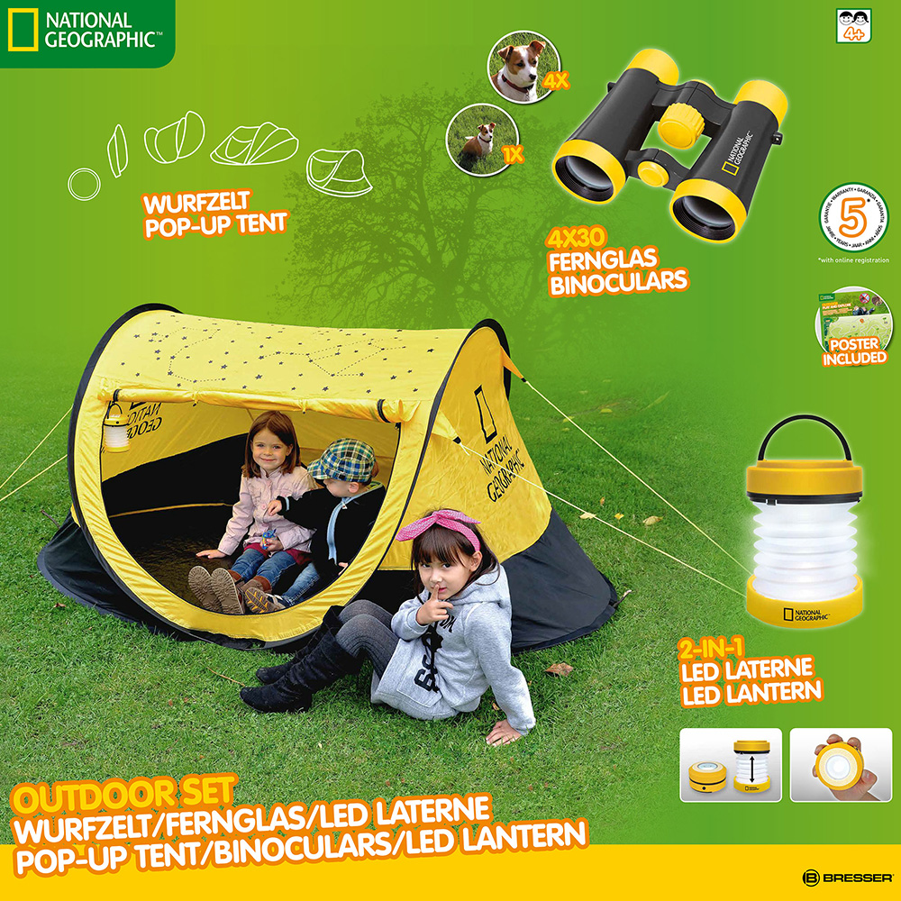 National Geographics Outdoor Kids Camping Set inkl. Zelt, 4x30 Fernglas, Laterne Bild 1