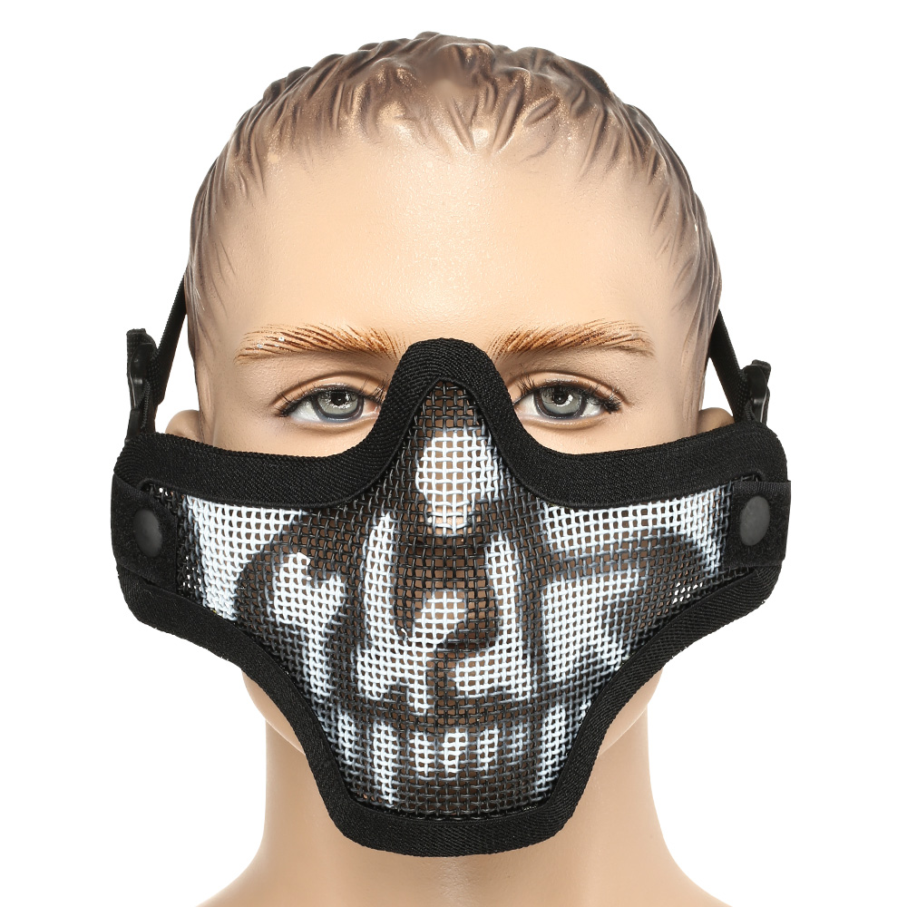 ASG Strike Systems Full Mesh Mask Airsoft Gittermaske mit Totenkopf Lower Face schwarz Bild 1