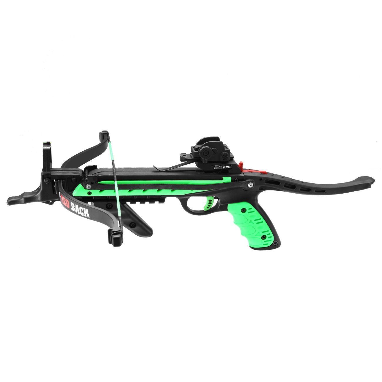 Hori-Zone Pistolenarmbrust Redback RTS 50lbs 215 fps schwarz/gn inkl. 3 Pfeile und Sehnenwachs Bild 1