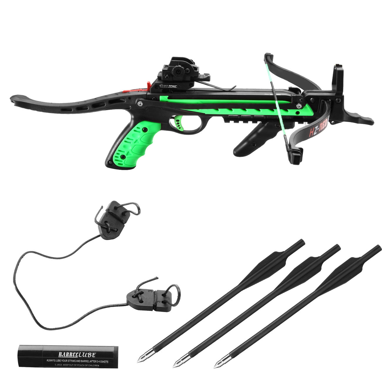 Hori-Zone Pistolenarmbrust Redback RTS 50lbs 215 fps schwarz/gn inkl. 3 Pfeile und Sehnenwachs Bild 4