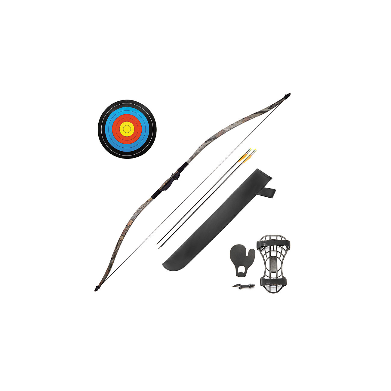 Poe Lang Recurve Langbogen Set 30-35 lbs inkl. Zubehr fr Links- und Rechtshnder tarnfarben