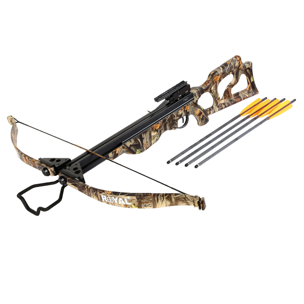 EK Archery Recurve Armbrust Desert Hawk 225 lbs Set mit Pfeile Laubtarn-Camo
