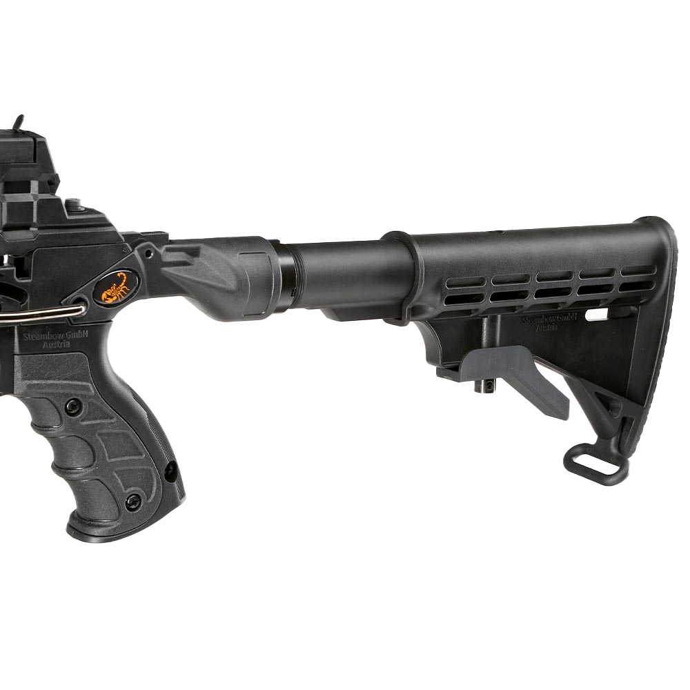 Steambow Repetierarmbrust AR-6 Stinger II Tactical mit Magazin 55 lbs schwarz inkl. 6 Pfeile Bild 10