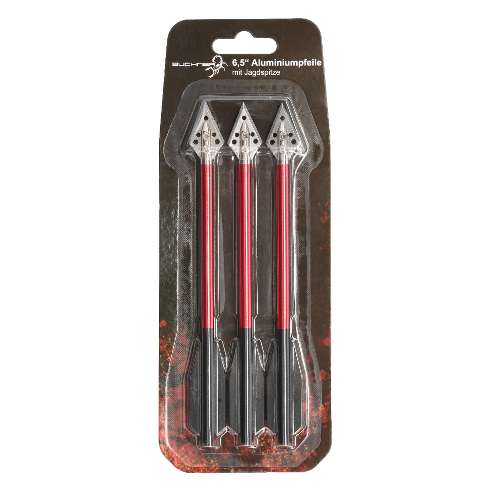 Armbrustpfeile 6,5  Aluminium mit Jagdspitze schwarz/rot 3er Pack Bild 6