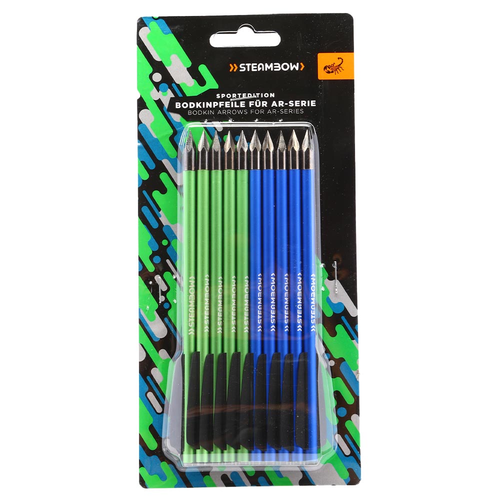 Steambow Bodkinpfeile Sport Edition 6,5 Zoll Aluminium blau/grn 10 Stck mit gehrteter Spitze Bild 1