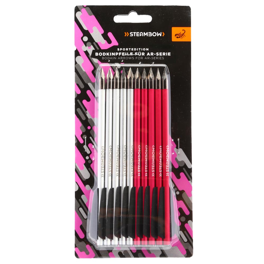 Steambow Bodkinpfeile Sport Edition 6,5 Zoll Aluminium pink/wei 10 Stck mit gehrteter Spitze Bild 1