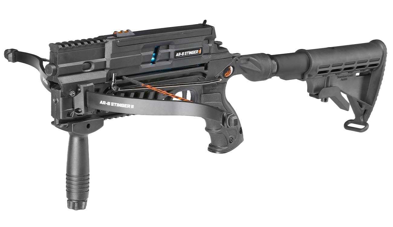 Steambow Repetierarmbrust AR-6 Stinger II Tactical Version 2023 mit Magazin 55 lbs schwarz inkl. 6 Pfeile Bild 1
