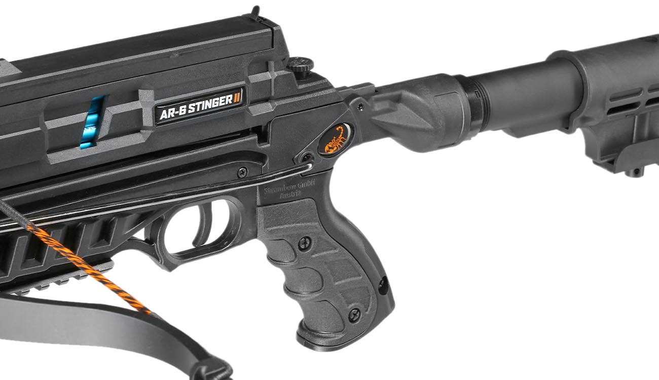 Steambow Repetierarmbrust AR-6 Stinger II Tactical Version 2023 mit Magazin 55 lbs schwarz inkl. 6 Pfeile Bild 10