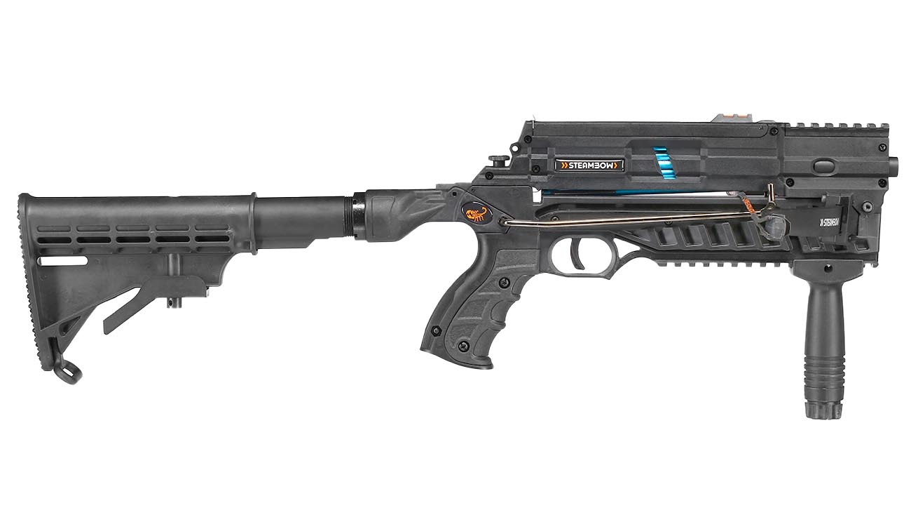 Steambow Repetierarmbrust AR-6 Stinger II Tactical Version 2023 mit Magazin 55 lbs schwarz inkl. 6 Pfeile Bild 6