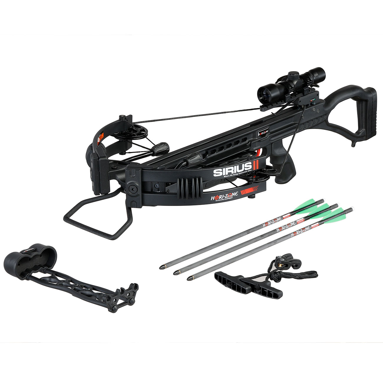 Hori-Zone Compound Armbrust Sirius II 190 lbs / 380 fps Komplettset schwarz